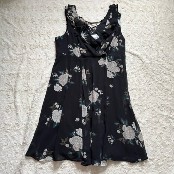 TORRID Black Floral Chiffon Skater Dress Size 12 - Picture 2 of 8